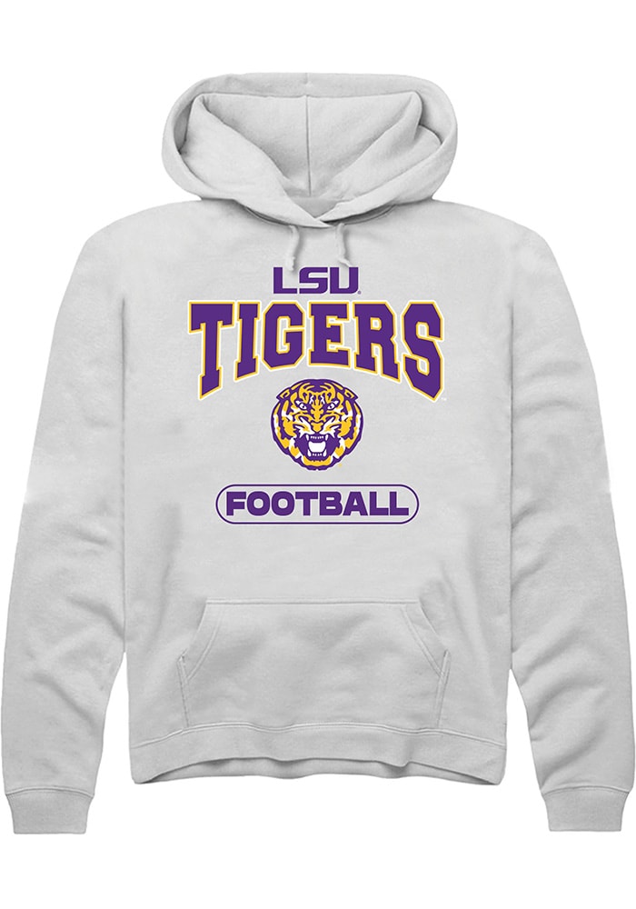 LSU Tigers Mens White Football Long Sleeve Hoodie