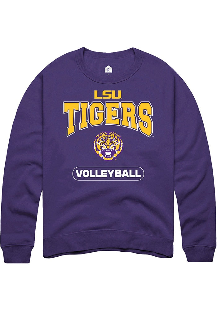 LSU Tigers Mens Purple Volleyball Long Sleeve Crew Sweatshirt