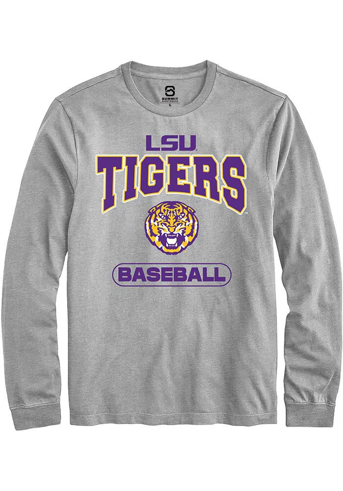 LSU Tigers Grey Baseball Long Sleeve T-Shirt
