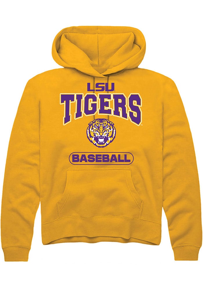 LSU Tigers Mens Gold Baseball Long Sleeve Hoodie