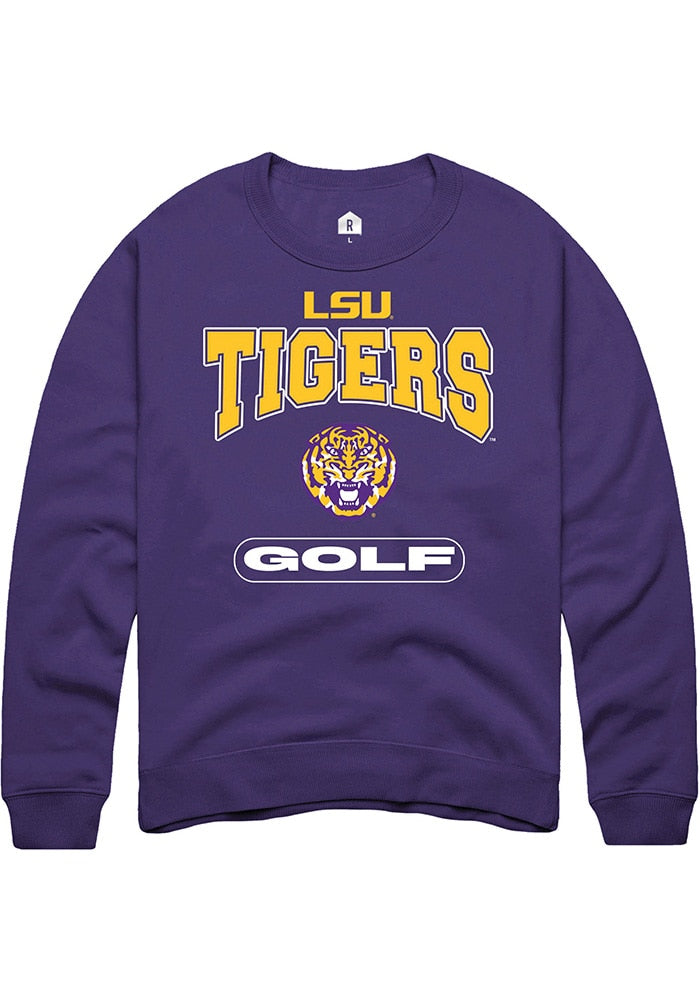 LSU Tigers Mens Purple Golf Long Sleeve Crew Sweatshirt