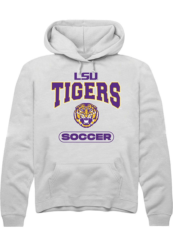 LSU Tigers Mens White Soccer Long Sleeve Hoodie