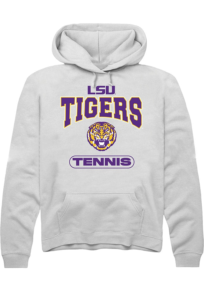 LSU Tigers Mens White Tennis Long Sleeve Hoodie