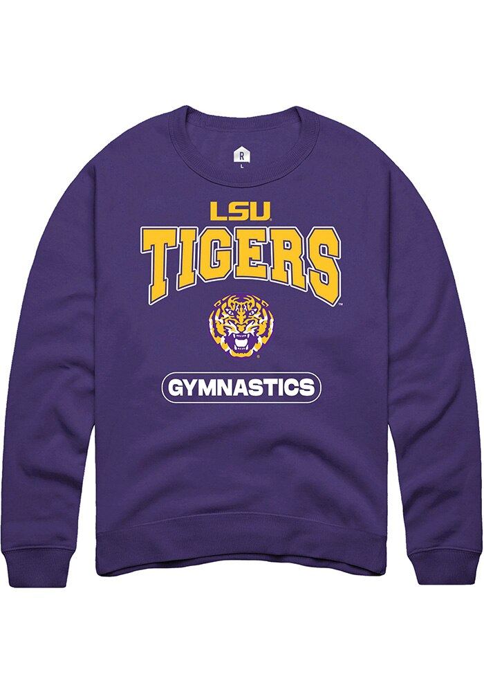 LSU Tigers Mens Purple Gymnastics Long Sleeve Crew Sweatshirt