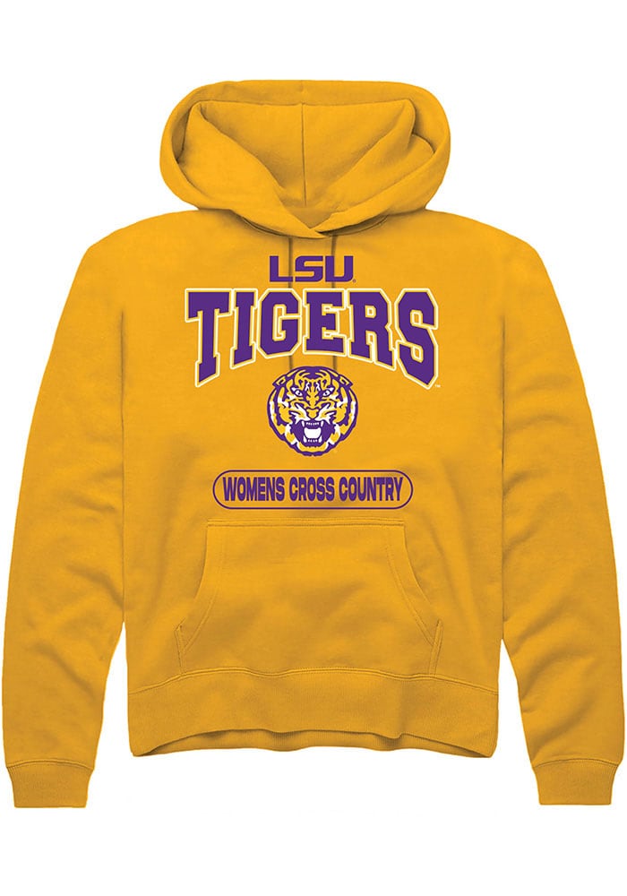 LSU Tigers Mens Gold Womens Cross Country Long Sleeve Hoodie