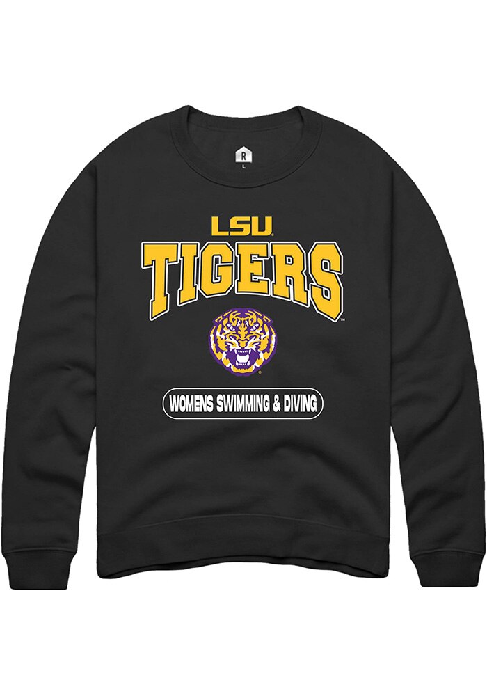 LSU Tigers Mens Black Womens Swimming & Diving Long Sleeve Crew Sweatshirt