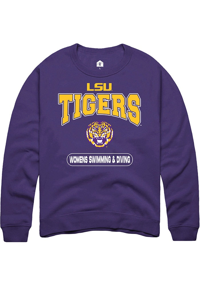 LSU Tigers Mens Purple Womens Swimming & Diving Long Sleeve Crew Sweatshirt