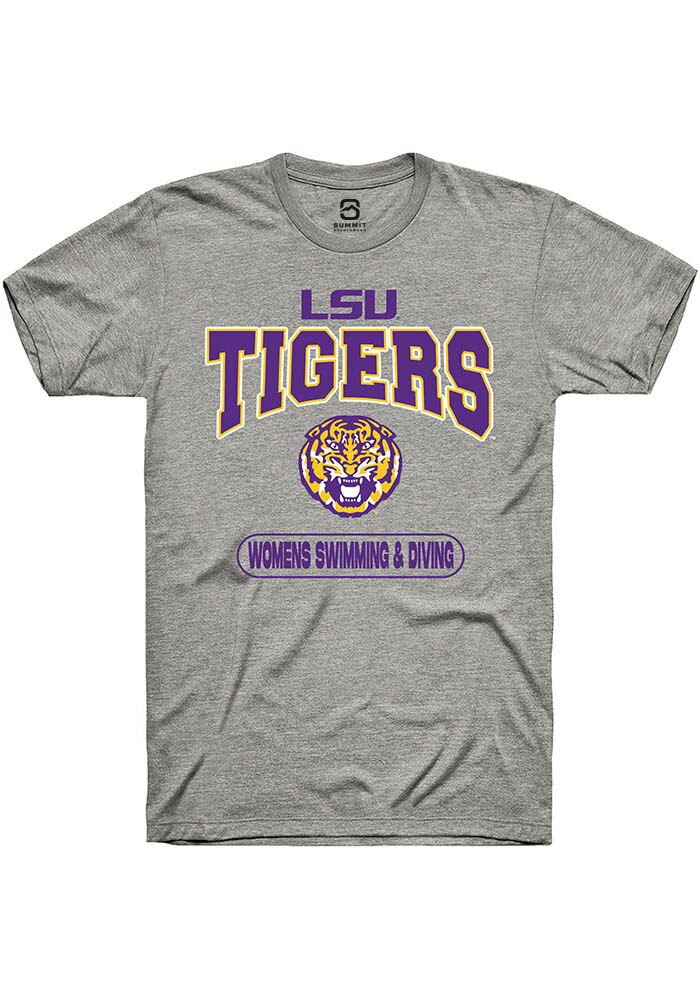 LSU Tigers Grey Womens Swimming & Diving Short Sleeve T-Shirt