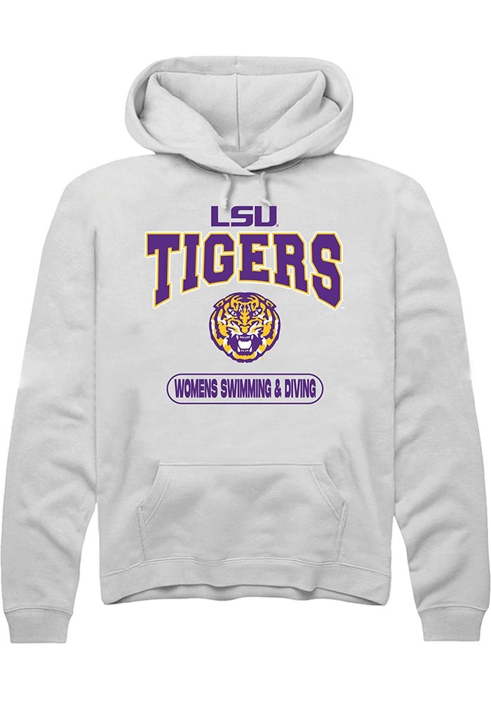 LSU Tigers Mens White Womens Swimming & Diving Long Sleeve Hoodie