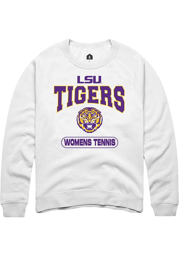 LSU Tigers Mens White Womens Tennis Long Sleeve Crew Sweatshirt