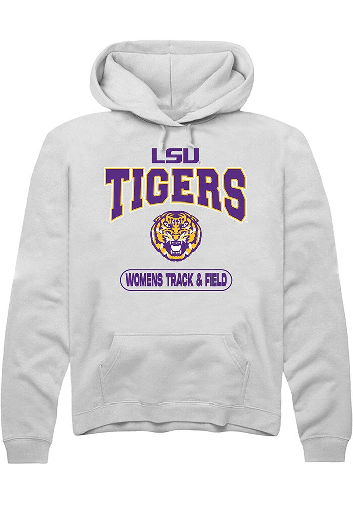 LSU Tigers Mens White Womens Track & Field Long Sleeve Hoodie