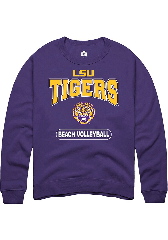LSU Tigers Mens Purple Beach Volleyball Long Sleeve Crew Sweatshirt