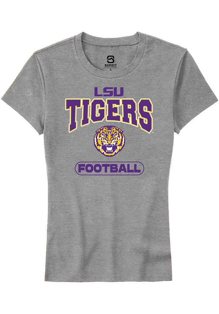 LSU Tigers Womens Grey Football Short Sleeve T-Shirt