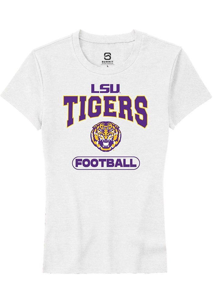 LSU Tigers Womens White Football Short Sleeve T-Shirt