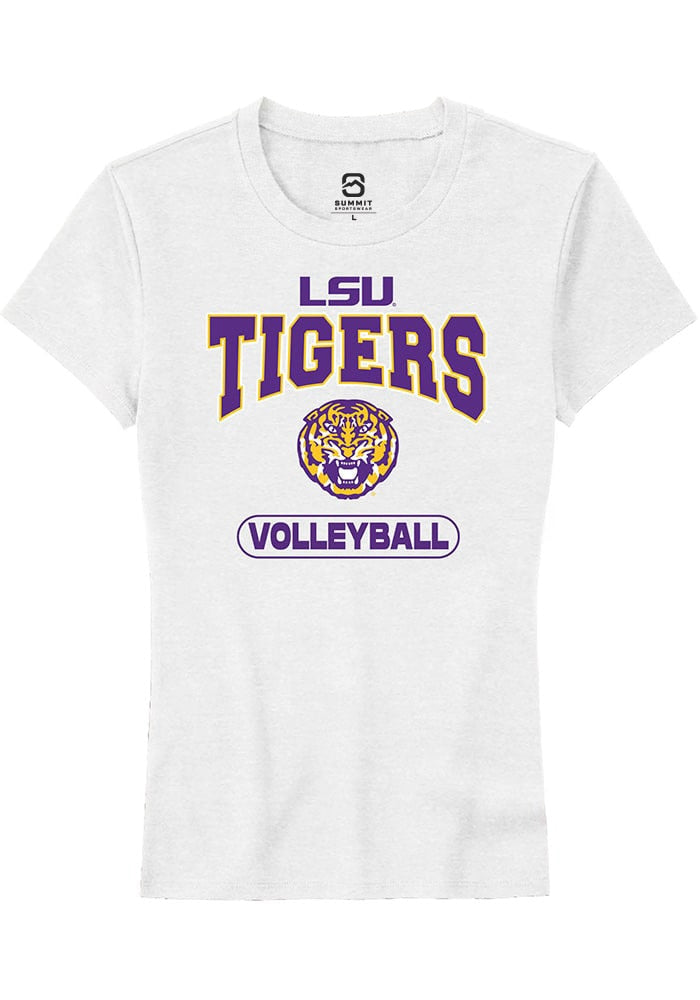 LSU Tigers Womens White Volleyball Short Sleeve T-Shirt