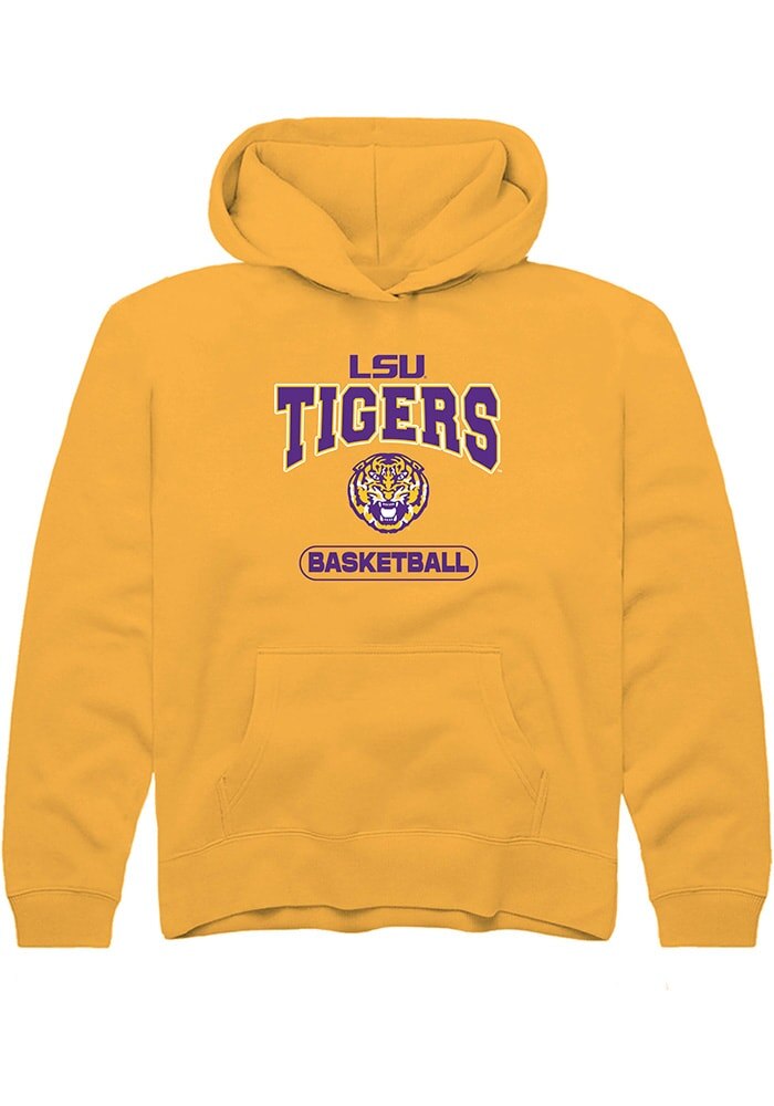 LSU Tigers Youth Gold Basketball Long Sleeve Hoodie