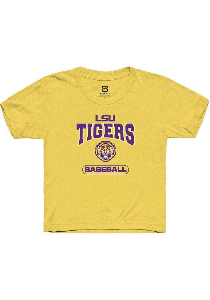 LSU Tigers Youth Yellow Baseball Short Sleeve T-Shirt