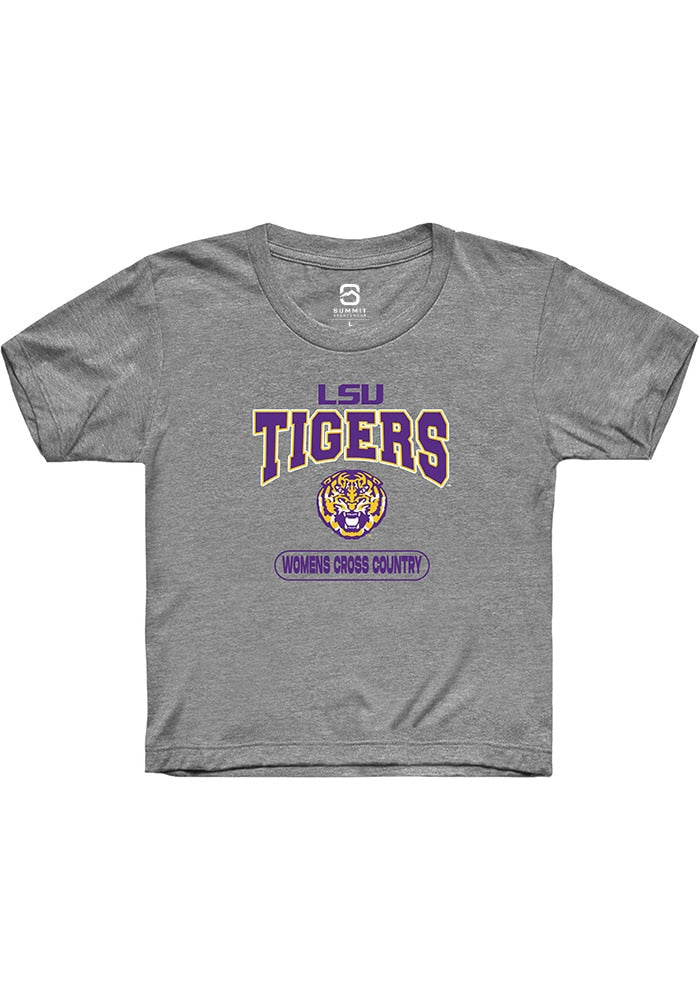 LSU Tigers Youth Grey Womens Cross Country Short Sleeve T-Shirt