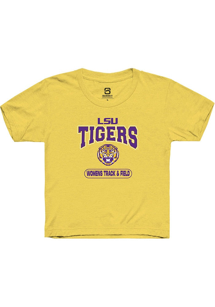 LSU Tigers Youth Yellow Womens Track & Field Short Sleeve T-Shirt