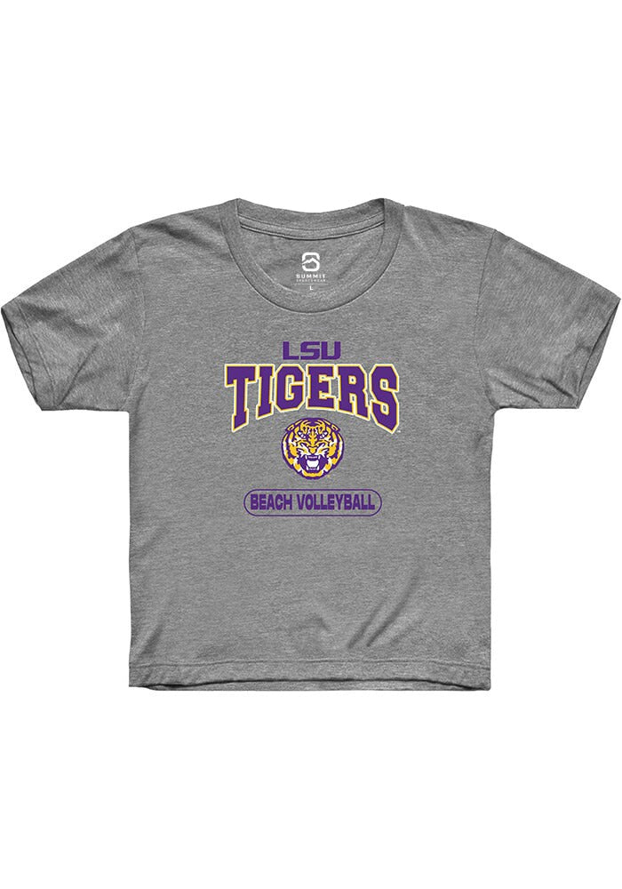 LSU Tigers Youth Grey Beach Volleyball Short Sleeve T-Shirt