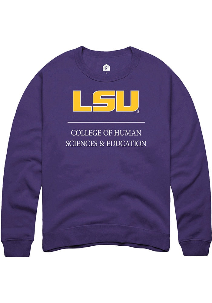 LSU Tigers Mens Purple College of Human Sciences & Education Long Sleeve Crew Sweatshirt
