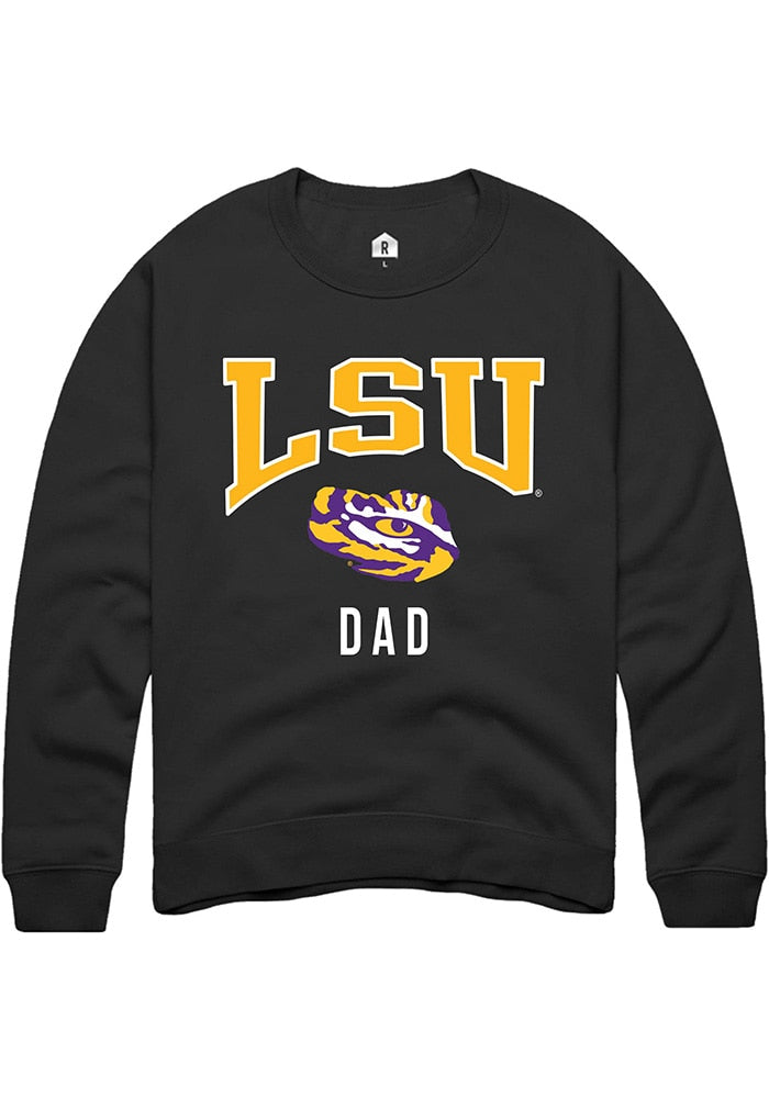 LSU Tigers Mens Black Dad Long Sleeve Crew Sweatshirt