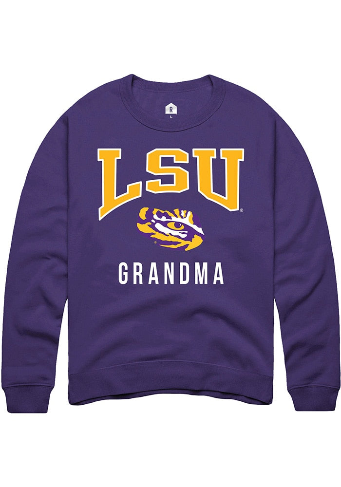 LSU Tigers Mens Purple Grandma Long Sleeve Crew Sweatshirt