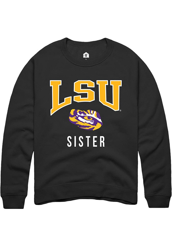 LSU Tigers Mens Black Sister Long Sleeve Crew Sweatshirt