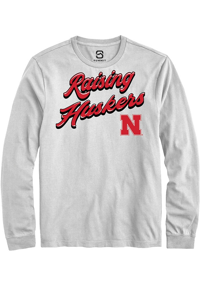 Nebraska Cornhuskers White RAISING MASCOTS Long Sleeve T-Shirt