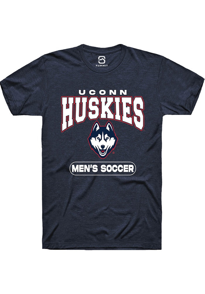 UConn Huskies Unisex Mens Soccer Heather Navy Short Sleeve T-Shirt