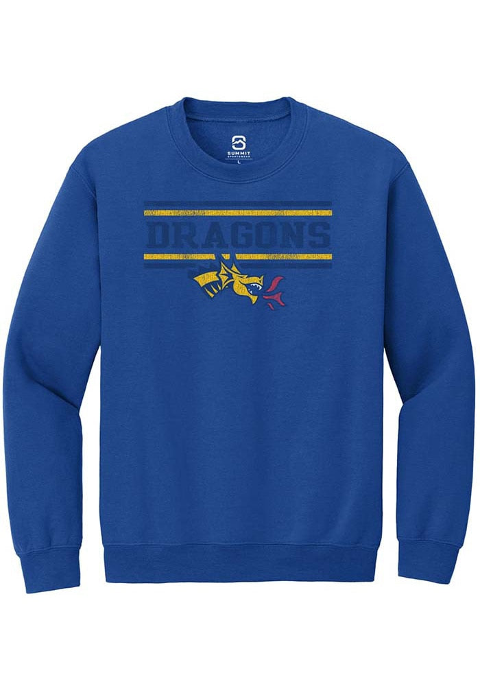 Drexel Dragons Mens Blue Bars Long Sleeve Crew Sweatshirt