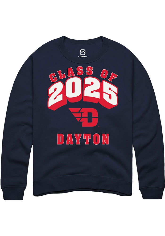 Dayton Flyers Mens Navy Blue Class of 2025 Long Sleeve Crew Sweatshirt