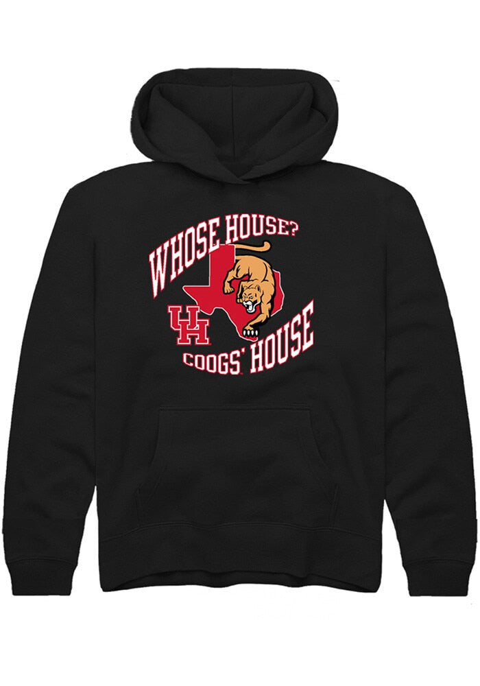 Houston Cougars Youth Black Coog's House Long Sleeve Hoodie