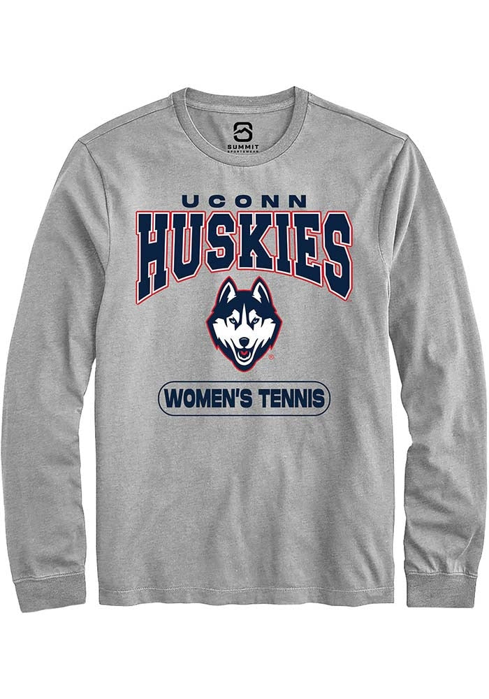 UConn Huskies Unisex Womens Tennis Heather Grey Long Sleeve T-Shirt