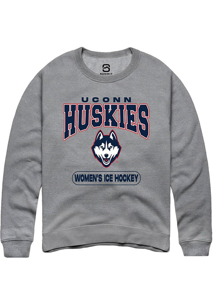 Uconn Huskies Unisex Graphite Heather Womens Ice Hockey Crew Sweatshirt
