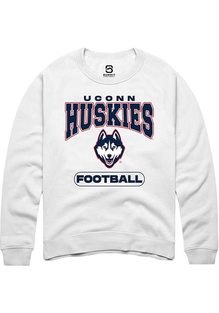 UConn Huskies Unisex Football White Crew Sweatshirt