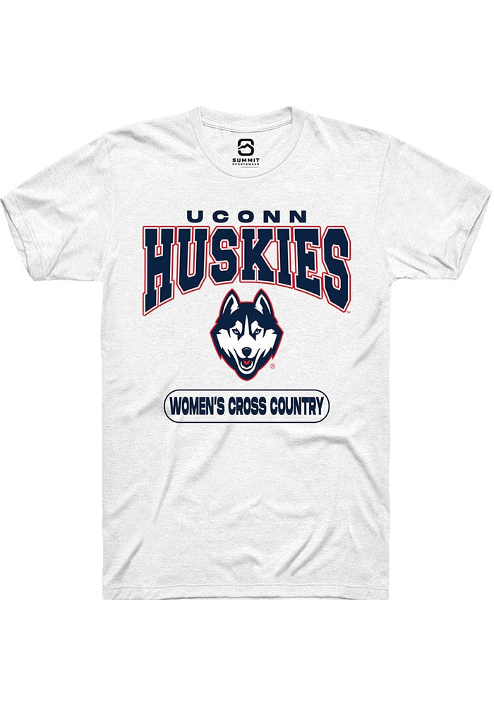UConn Huskies Unisex Womens Cross Country White Short Sleeve T-Shirt