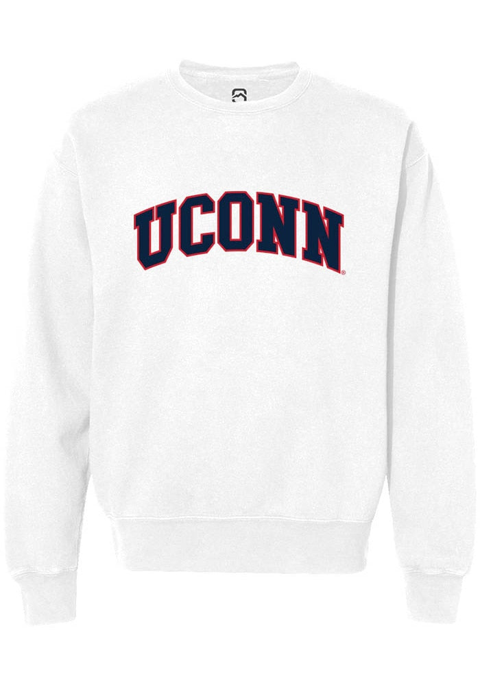 UConn Huskies Unisex Arch White Crew Sweatshirt