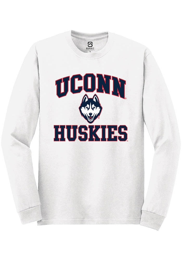 UConn Huskies Unisex No 1 White Long Sleeve T-Shirt