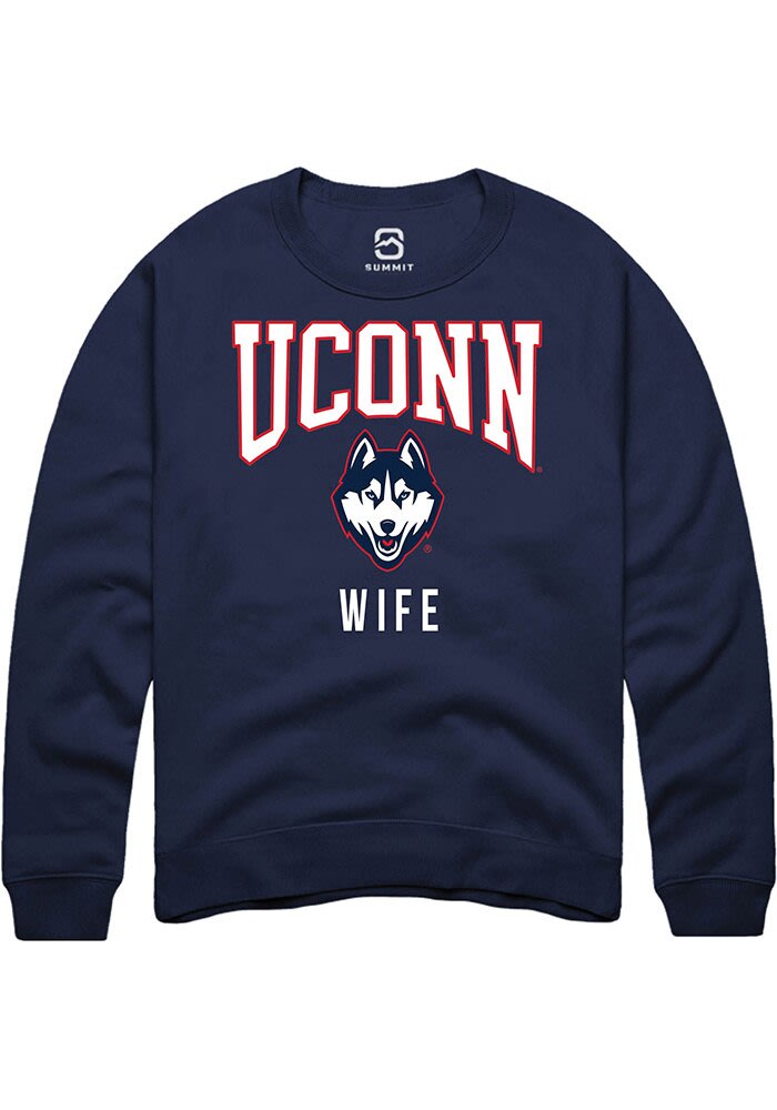 UConn Huskies Unisex Wife Navy Crew Sweatshirt
