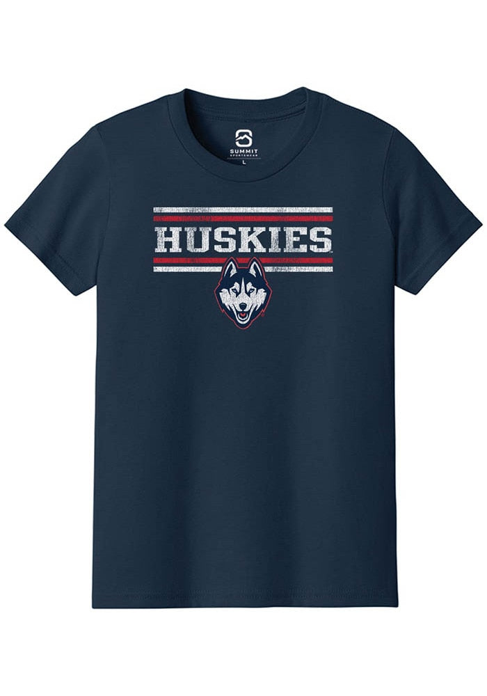 UConn Huskies Youth Bars Heather Navy Short Sleeve T-Shirt