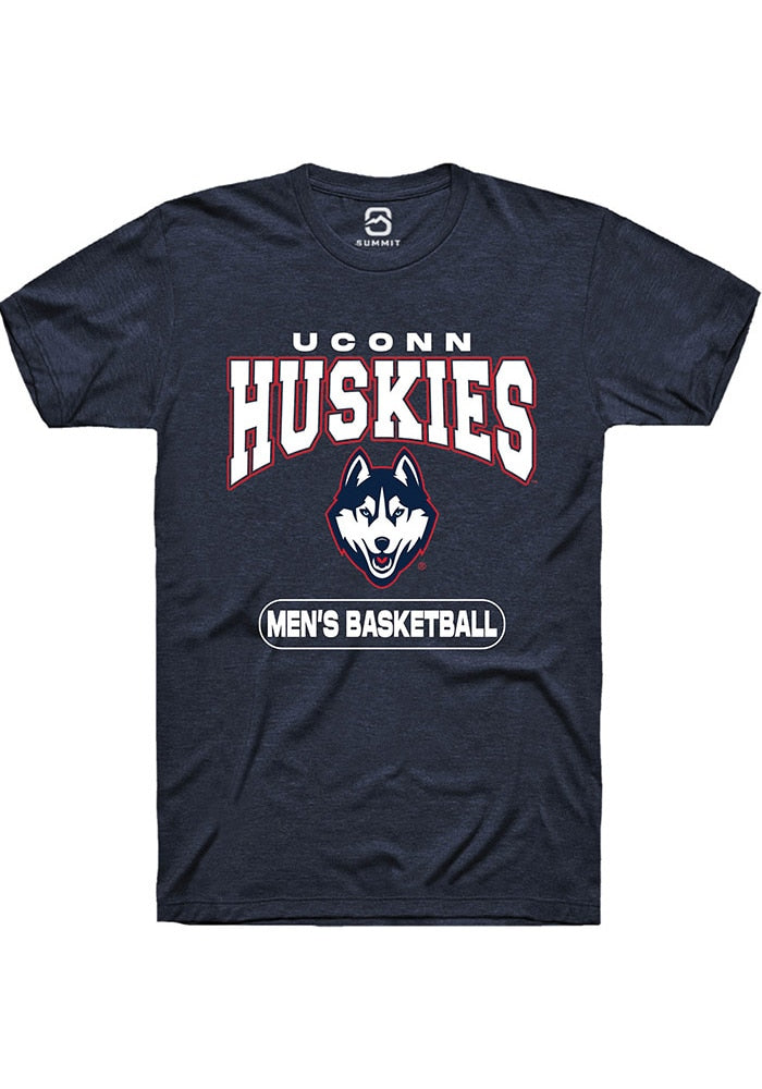 UConn Huskies Unisex Mens Basketball Heather Navy Short Sleeve T-Shirt