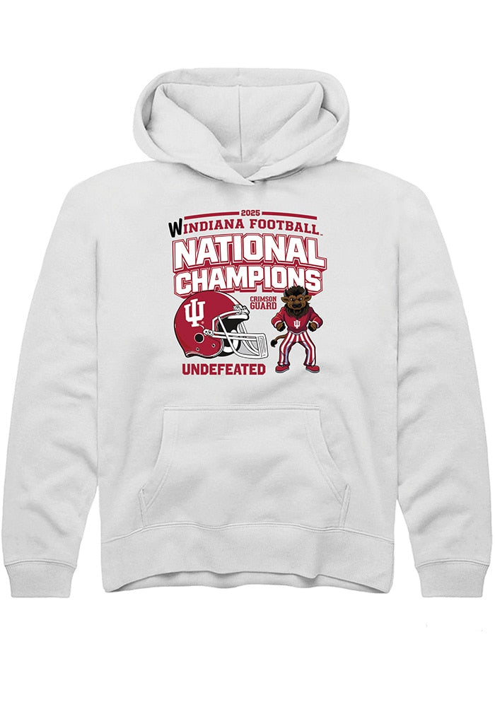 Indiana Hoosiers Youth White Headlines 2025 National Champions Hoodie