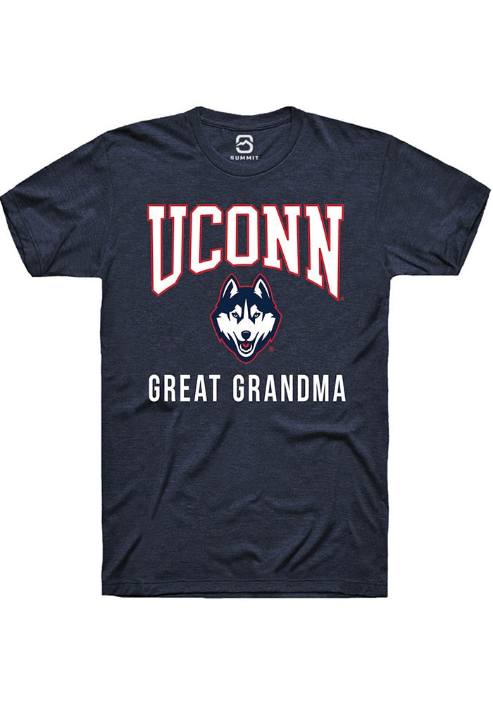 UConn Huskies Unisex Great Grandma Heather Navy Short Sleeve T-Shirt