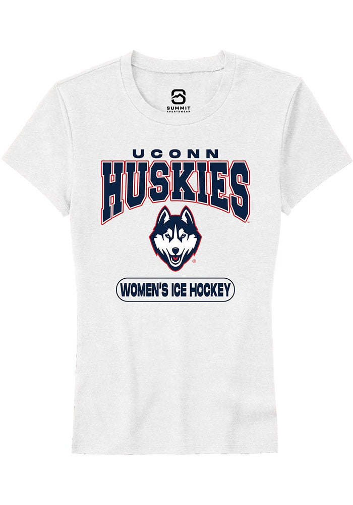 UConn Huskies Womens Womens Ice Hockey White Short Sleeve T-Shirt