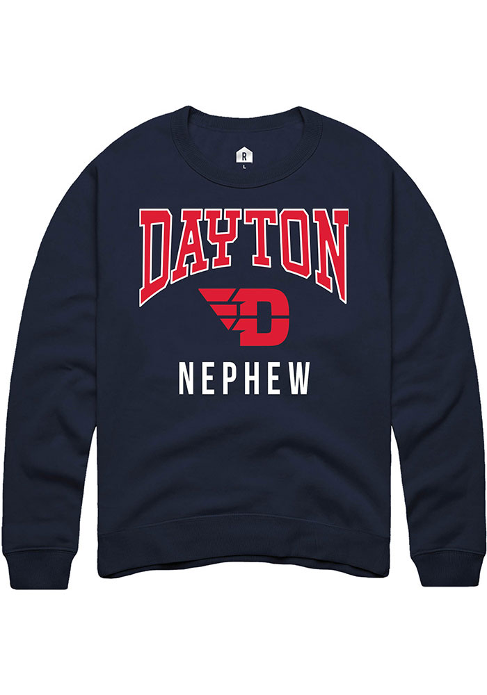 Dayton Flyers Mens Navy Blue Nephew Long Sleeve Crew Sweatshirt