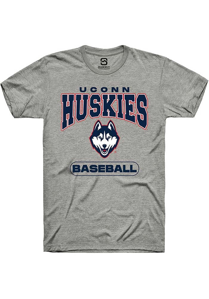 UConn Huskies Unisex Baseball Heather Grey Short Sleeve T-Shirt