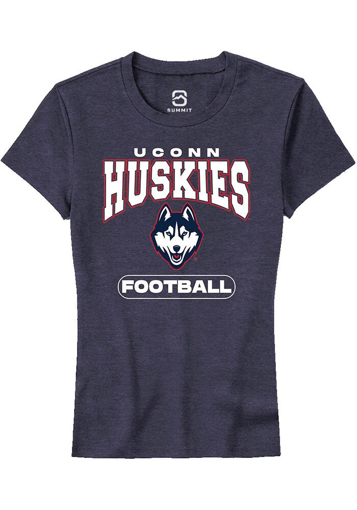 UConn Huskies Womens Football Heather Navy Short Sleeve T-Shirt