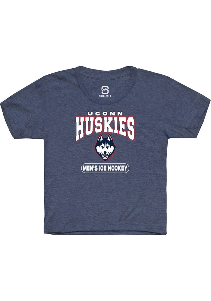 UConn Huskies Youth Mens Ice Hockey Heather Navy Short Sleeve T-Shirt