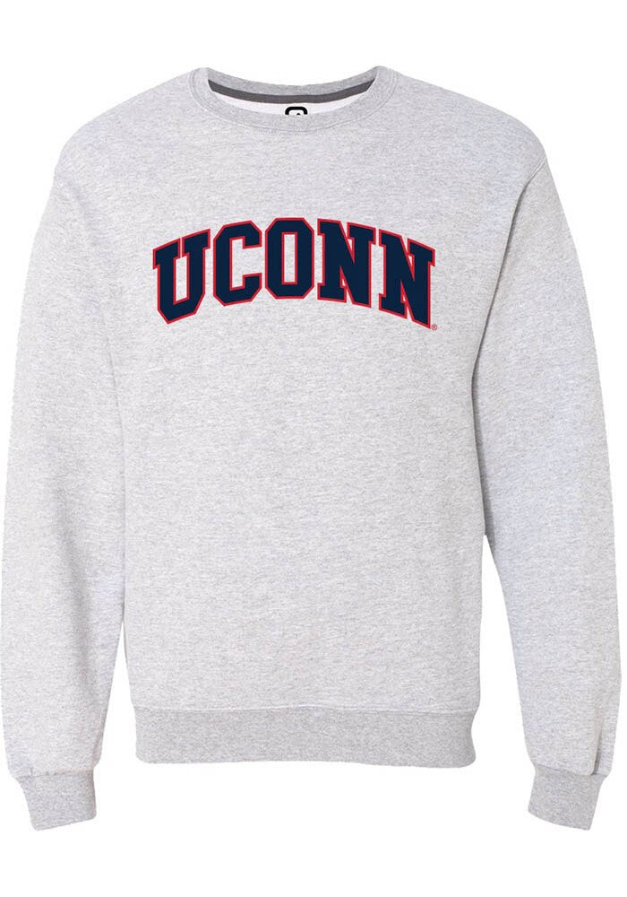 UConn Huskies Unisex Arch Heather Grey Crew Sweatshirt